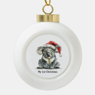 Adorno De Cerámica Tipo Bola Primeras caricias de Navidad del koala, personaliz