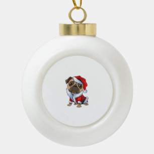 Adorno De Cerámica Tipo Bola Pug Santa Navidades de disfraces Pajama Cute Perro