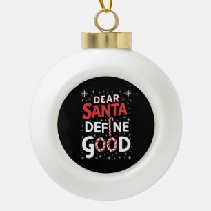 Adorno De Cerámica Tipo Bola Querido Santa Define Buen Navidad Vacaciones Xmas