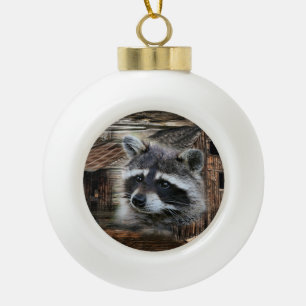 Adorno De Cerámica Tipo Bola Raccoon En El Antiguo Barn