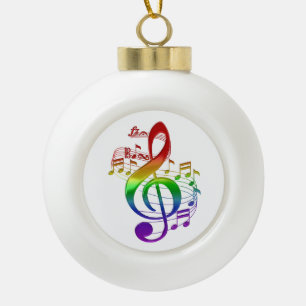 Adorno De Cerámica Tipo Bola Rainbow Treble Clef and Music Notes