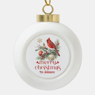 Adorno De Cerámica Tipo Bola Ramo de Navidad Cardenales Rojos