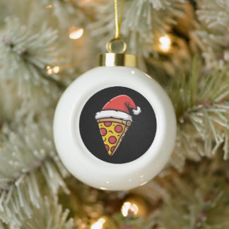 Adorno De Cerámica Tipo Bola Rebanada de pizza de Navidad Sombrero de Santa Pep