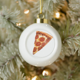 Adorno De Cerámica Tipo Bola rebanada de pizza de pepperoni clásica de Slippery