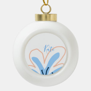 Adorno De Cerámica Tipo Bola Regalo boho retro de flor pastel naranja azul agre