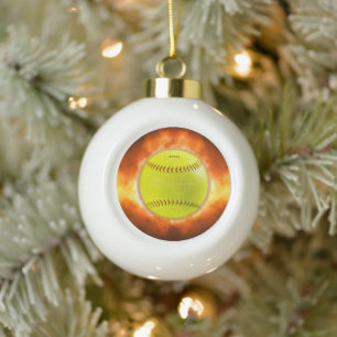 Adorno De Cerámica Tipo Bola Regalos gays de Softbol artístico en llamas de Sli