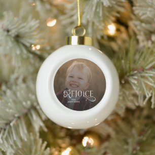 Adorno De Cerámica Tipo Bola Regocijarse Foto Religiosa Cristiana Feliz Navidad