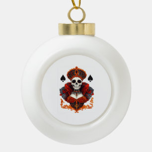 Adorno De Cerámica Tipo Bola Reina de Picas Calavera