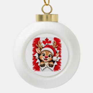 Adorno De Cerámica Tipo Bola Reno canadiense de Navidad