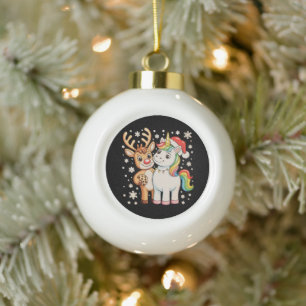 Adorno De Cerámica Tipo Bola Reno Unicornio Navidad Xmas Temporada de Vacacione