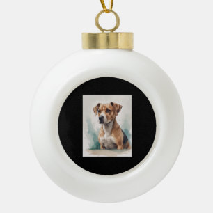 Adorno De Cerámica Tipo Bola Retrato de Perro Acuarela