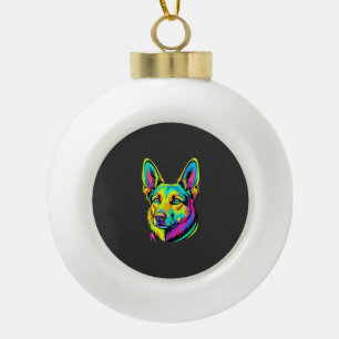 Adorno De Cerámica Tipo Bola Retrato vectorial colorido de perro neon
