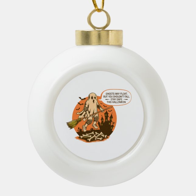 Adorno De Cerámica Tipo Bola Retro Halloween Ghost Safety (Anverso)