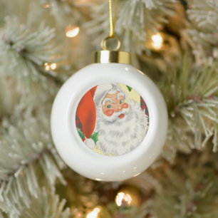 Adorno De Cerámica Tipo Bola Retro Santa Claus Vintage