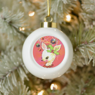 Adorno De Cerámica Tipo Bola retro vintage Navidad reno festividad