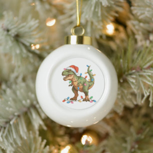 Adorno De Cerámica Tipo Bola Rex de Navidad T Dinosaurio Xmas Dino Tyrannosauru