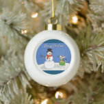 Adorno De Cerámica Tipo Bola Rex The TV Terrier Rex and Snowman Ornament<br><div class="desc">Un hermoso Rex El adorno de TV Terrier para tu árbol</div>