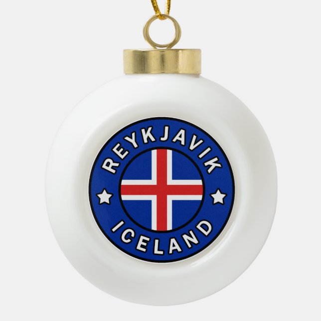 Adorno De Cerámica Tipo Bola Reykjavik Islandia (Anverso)