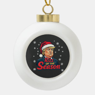 Adorno De Cerámica Tipo Bola Rizz de la Temporada Divertido Trump Navidad Santa