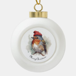 Adorno De Cerámica Tipo Bola Robin Winter Delight, personalizado