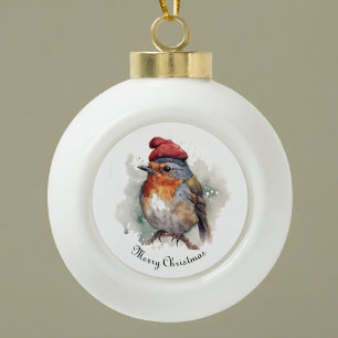 Adorno De Cerámica Tipo Bola Robin Winter Delight, personalizado