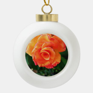 Adorno De Cerámica Tipo Bola rosa de flores naranja