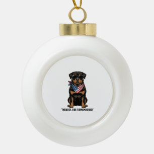 Adorno De Cerámica Tipo Bola Rottweiler Patriótico Perro Héroe Diseño Vintage_1