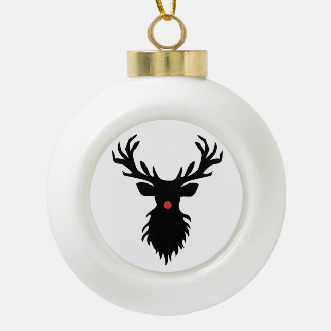 Adorno De Cerámica Tipo Bola Rudolph Reindeer Silhouette (Anverso)
