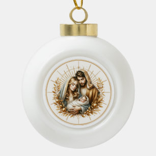 Adorno De Cerámica Tipo Bola Sagrada Familia Navidad Immanuel Dios Con Nosotros