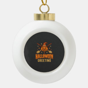 Adorno De Cerámica Tipo Bola Saludo de Halloween Bruja Calabaza Diseño Vintage