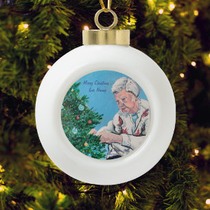 Adorno De Cerámica Tipo Bola Saludo de Navidad de NANNY/GRAMMY Pintado a mano