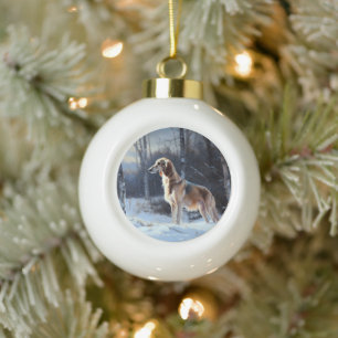 Adorno De Cerámica Tipo Bola Saluki Let It Snow Navidades