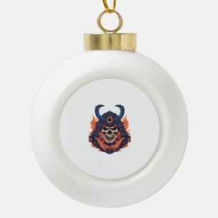 Adorno De Cerámica Tipo Bola Samurai Oni Skull