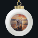 Adorno De Cerámica Tipo Bola Sandy Paws Bichon Frise Dog en Beach Sunset<br><div class="desc">Sumérjase en la tranquila belleza de nuestro perro "Sandy Paws and Sunset Hues" en el diseño de la puesta de sol en la playa. Esta escena cautivadora capta la esencia de una velada perfecta en la orilla, con un compañero fiel canino disfrutando de la arena dorada y los tonos impresionantes...</div>