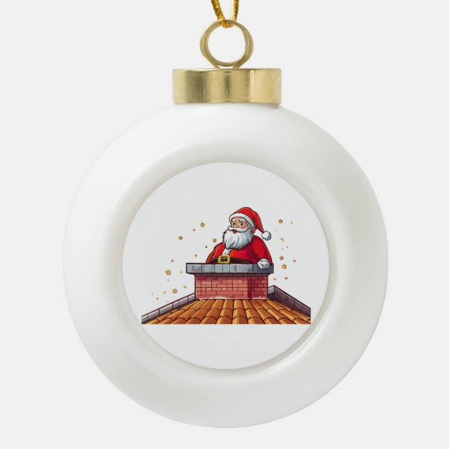 Adorno De Cerámica Tipo Bola Santa Claus (Anverso)