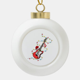 Adorno De Cerámica Tipo Bola Santa Claus de Guitarra Eléctrica Música Amante de