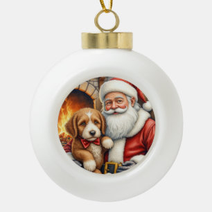 Adorno De Cerámica Tipo Bola Santa Claus sosteniendo arte de Navidad de Bernedo