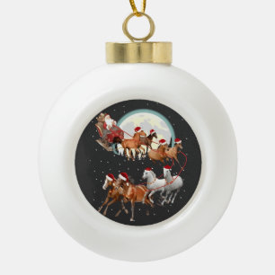 Adorno De Cerámica Tipo Bola Santa montando caballos, trineo ecuestre