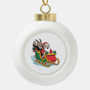 Adorno De Cerámica Tipo Bola Santa y Krampus Navidad Oscura de Terror Navidades
