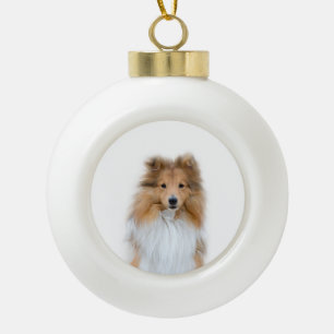 Adorno De Cerámica Tipo Bola Sheltie Shetland Sheepdog Ceramic Ball Ornamet