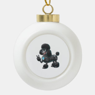 Adorno De Cerámica Tipo Bola Signo de paz de Cyborg Poodle Robot