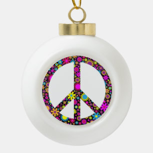 Adorno De Cerámica Tipo Bola SIGNO DE PAZ DE FLORAL GROOVY Ornamento enmarcado