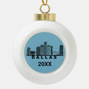 Adorno De Cerámica Tipo Bola Silueta del horizonte de Dallas