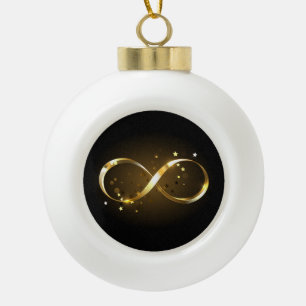 Adorno De Cerámica Tipo Bola Símbolo de infinito dorado