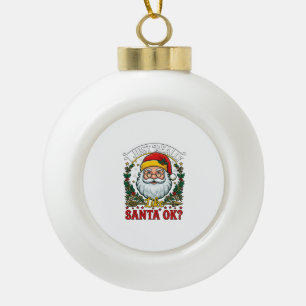 Adorno De Cerámica Tipo Bola Simplemente Me Gusta Santa Ok Navidad Claus Acebo