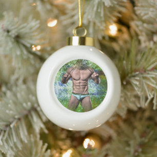 Adorno De Cerámica Tipo Bola SlipperyJoe's hombre adulto muy musculoso sin cami