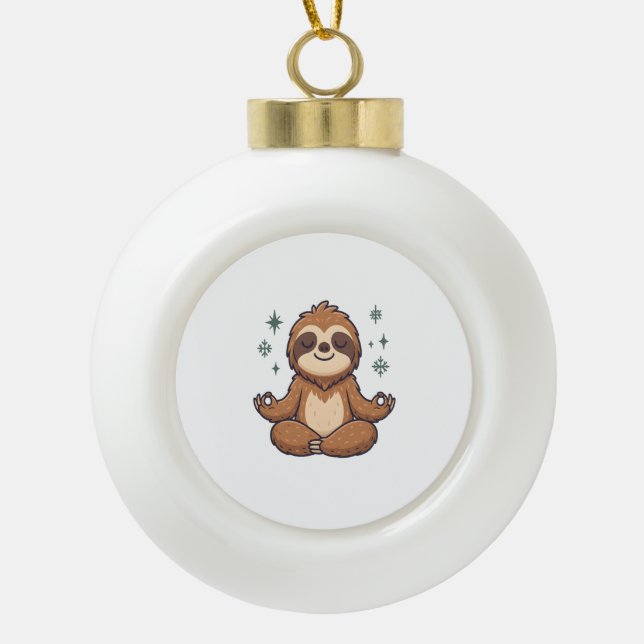 Adorno De Cerámica Tipo Bola Sloth Yoga Sloth (Anverso)