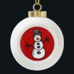 Adorno De Cerámica Tipo Bola Snowman<br><div class="desc">Ilustracion para Navidades con decoración de muñecas de nieve adorable y sonriente. Es posible cambiar el color de fondo y añadir uno diferente al diseño con su elección.</div>