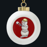 Adorno De Cerámica Tipo Bola Snowman de béisbol<br><div class="desc">Si buscas el regalo único perfecto para cualquier ocasión especial,  entonces este adorable muñeco de nieve de béisbol es tu respuesta.</div>