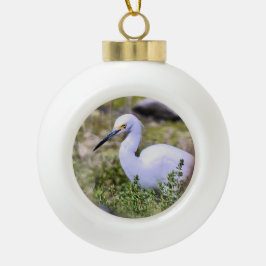 Adorno De Cerámica Tipo Bola Snowy Egret